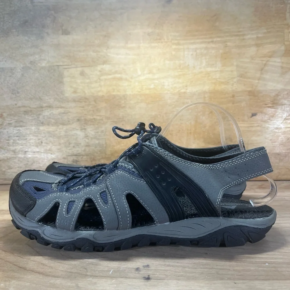 Ozark Trail Mens Size 13 Faux Leather Closed Toe Outdoor Sandals Gray Blue